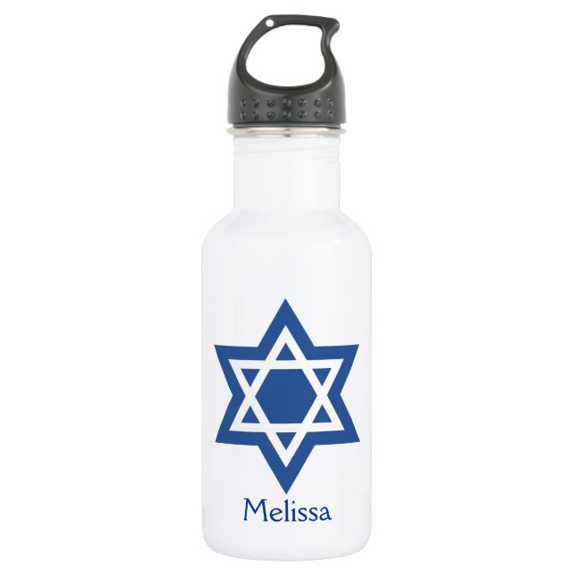 Star of David Blue and White Water Bottle (Front)