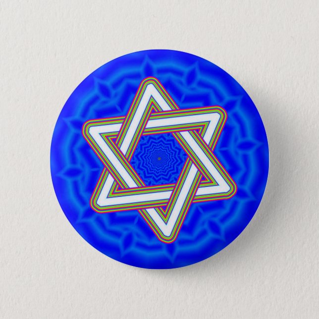 Star of David Blue Background Button (Front)