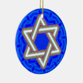 Star of David Blue Background Ceramic Ornament (Right)