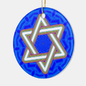 Star of David Blue Background Ceramic Ornament (Left)