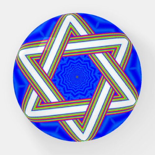 Star of David Blue Background Paperweight