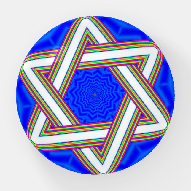 Star of David Blue Background Paperweight (Front)