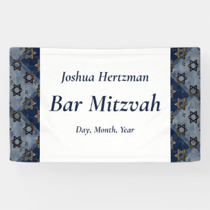 Star of David Blue Gray Bar Mitzvah Mazel Tov Banner