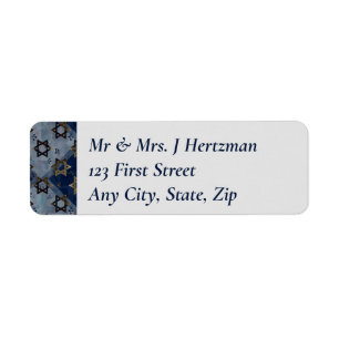 Star of David Blue Gray Bar Mitzvah Mazel Tov Label