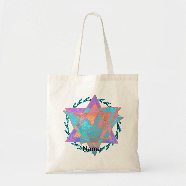 Star Of David Blue Multicolor tote bag (Front)