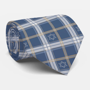Star of David Blue Tartan Neck Tie