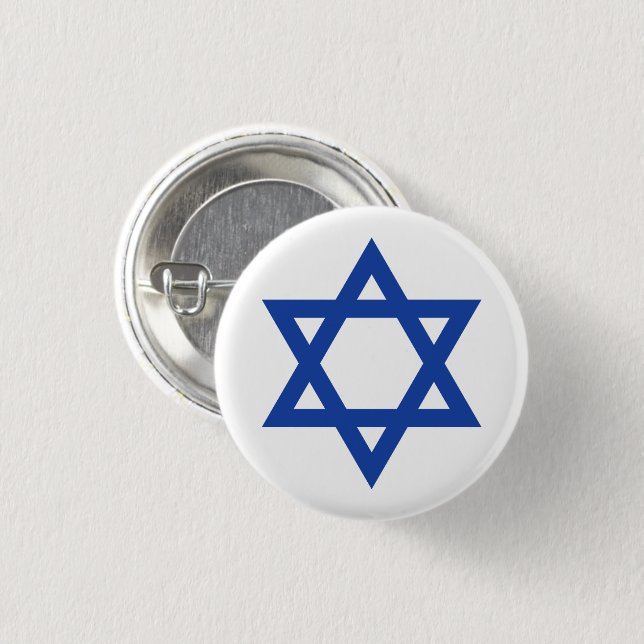 Star of David Blue White Button (Front & Back)
