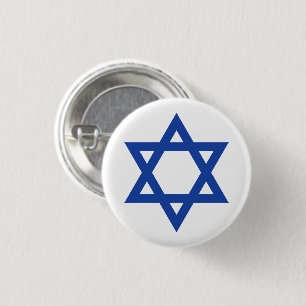 Star of David Blue White Button