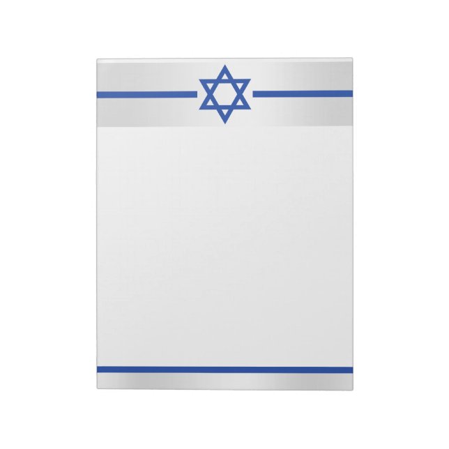 Star of David Blue White Satin Customizable Notepad (Rotated)