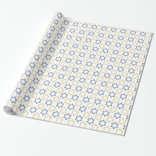 Star of David  blue yellow pattern Wrapping Paper