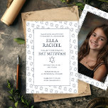 Star of David B'nai Bat Bar Mitzvah Custom Photo  Invitation<br><div class="desc">Perfect card to announce a bar mitzvah, bat mitzvah or other Jewish celebration! Hand made art for you! FULLY CUSTOMIZABLE! Click on “Personalize” above to edit the text and add your own photo to the back side. Click "edit using design tool" to adjust the fonts, colors and placements and to...</div>