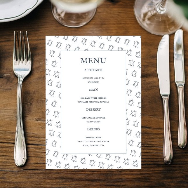 Star of David B'nai Bat Bar Mitzvah Jewish Wedding Menu (Star of David B'nai Bat Bar Mitzvah Jewish Wedding Menu
)