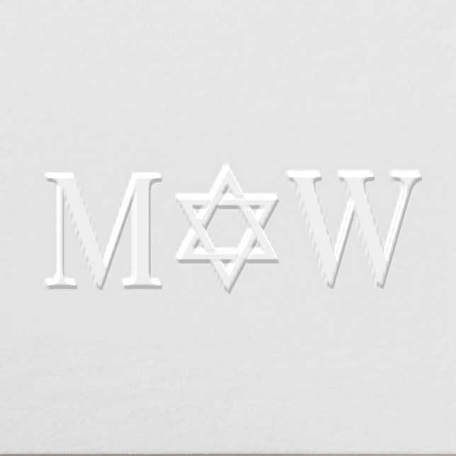 Star of David Bride Groom Wedding 2 Init Monogram Embosser (Design)
