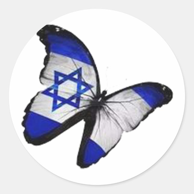 Star of David Butterfly Classic Round Sticker (Front)