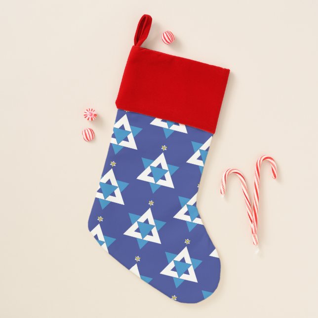 Star of David Christmas Tree Christmas Stocking (Front)