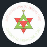 Star of David Christmas Tree Classic Round Sticker<br><div class="desc">A Star of David created from triangles with a Star of David topping a triangle simulating a Christmas Tree.</div>