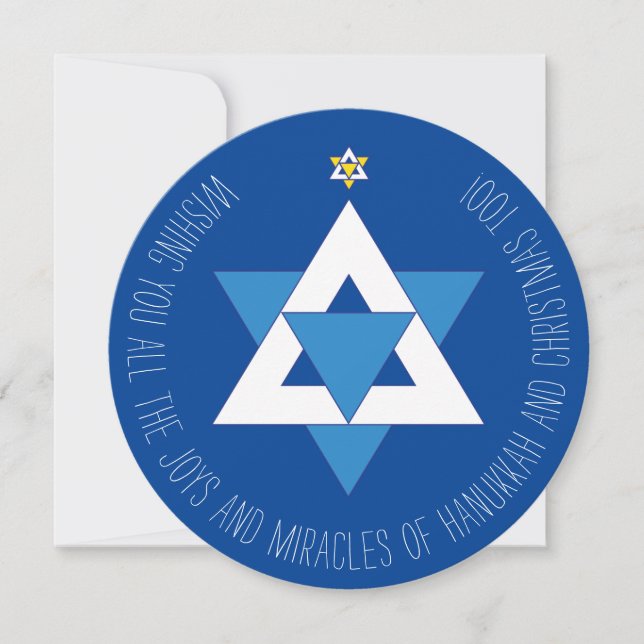 Star of David Christmas Tree Greeting Card (Front)