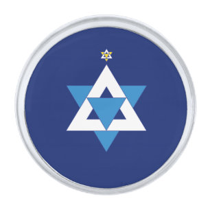 Star of David Christmas Tree Silver Finish Lapel Pin