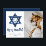 Star of David | Classic Blue Modern Hanukkah Photo Holiday Card<br><div class="desc">Minimal classic blue Bar/Bat Mitzvah and Hanukkah modern Star of David against a white background creates an elegant,  sophisticated design. For other coordinating colors or matching products,  visit JustFharryn @ Zazzle.com. All rights reserved. #zazzlemade</div>