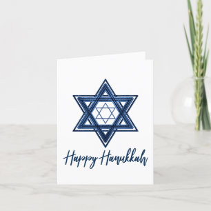 Star of David Classic Blue Modern Happy Hanukkah Holiday Card