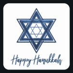 Star of David | Classic Blue Modern Happy Hanukkah Square Sticker<br><div class="desc">Minimal classic blue Bar/Bat Mitzvah and Hanukkah modern Star of David against a white background creates an elegant,  sophisticated design. For other coordinating colors or matching products,  visit JustFharryn @ Zazzle.com. All rights reserved. #zazzlemade</div>