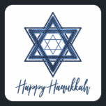 Star of David | Classic Blue Modern Happy Hanukkah Square Sticker<br><div class="desc">Minimal classic blue Bar/Bat Mitzvah and Hanukkah modern Star of David against a white background creates an elegant,  sophisticated design. For other coordinating colors or matching products,  visit JustFharryn @ Zazzle.com. All rights reserved. #zazzlemade</div>
