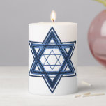 Star of David | Classic Blue Modern Minimalist Pillar Candle<br><div class="desc">Minimal classic blue Bar/Bat Mitzvah and Hanukkah modern Star of David against a white background creates an elegant,  sophisticated design. For other coordinating colors or matching products,  visit JustFharryn @ Zazzle.com. All rights reserved. #zazzlemade</div>