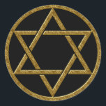 STAR OF DAVID CLASSIC ROUND STICKER<br><div class="desc">Gold Star of David.</div>