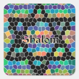 Star of David-Colorful Mosaic-Shalom Square Sticker