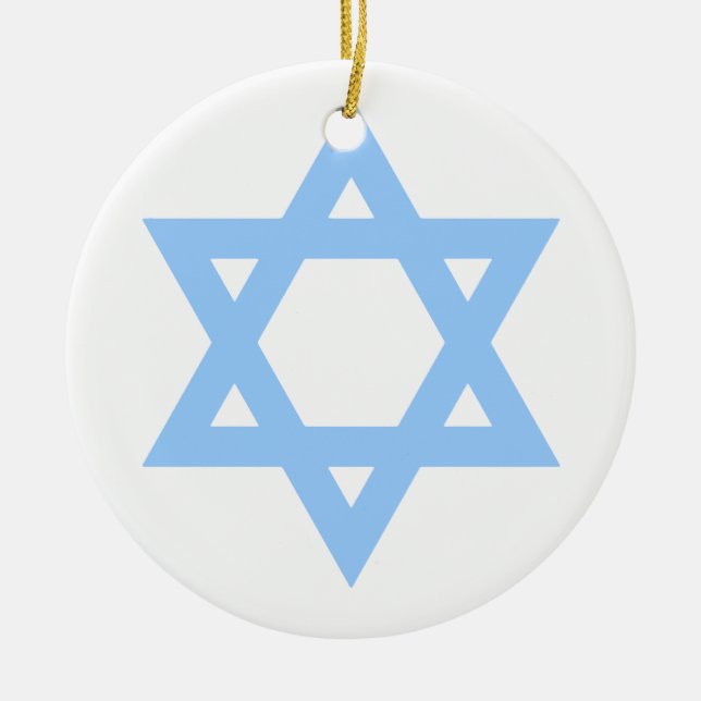 Star of David Customized Hanukkah Christmas Tree Ceramic Ornament (Front)