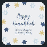 Star of David | Cute Blue and Gold  Hanukkah Square Sticker<br><div class="desc">Cute Hanukkah Blue Star of David design</div>