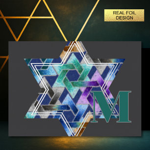 Star of David Damask Thank You Card Monogram