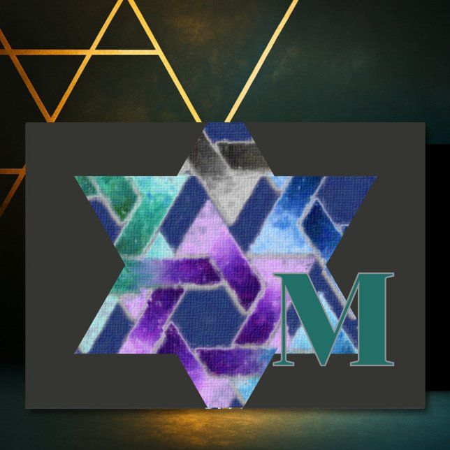 Star of David Damask Thank You Card Monogram (Creator Uploaded)
