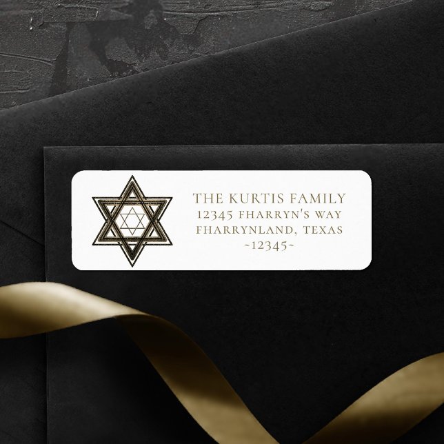Star of David | Elegant Faux Gold Return Address Label (Creator Uploaded)