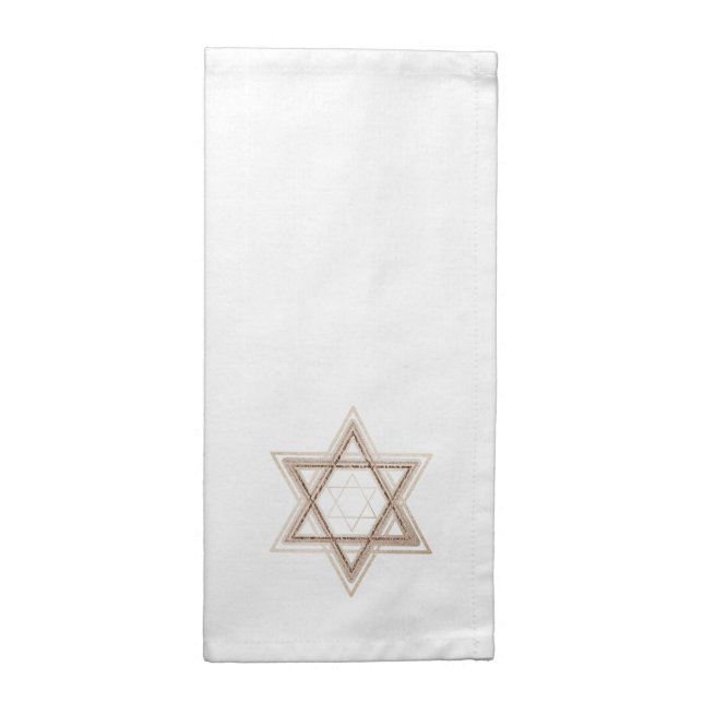 Star of David | Elegant Gold and White Modern Cloth Napkin (Half Fold)