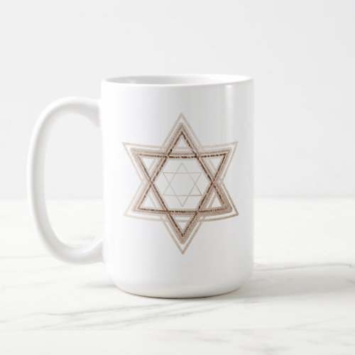 Star of David  Elegant Gold and White Modern Coffee Mug