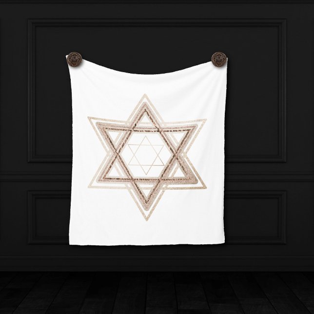 Star of David | Elegant Gold and White Modern Fleece Blanket (Creator Uploaded)