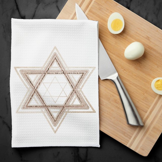 Star of David | Elegant Gold and White Modern Kitchen Towel (Creator Uploaded)