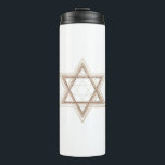Star of David | Elegant Gold and White Modern Thermal Tumbler<br><div class="desc">Minimal classic gold Bar/Bat Mitzvah and Hanukkah modern Star of David against a solid background creates an elegant,  sophisticated design. For other coordinating colors or matching products,  visit JustFharryn @ Zazzle.com or contact the designer,  c/o Fharryn@yahoo.com  All rights reserved. #zazzlemade #christmasdecor</div>