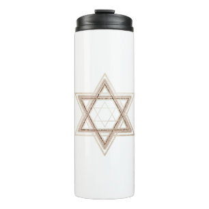 Star of David Elegant Gold and White Modern Thermal Tumbler
