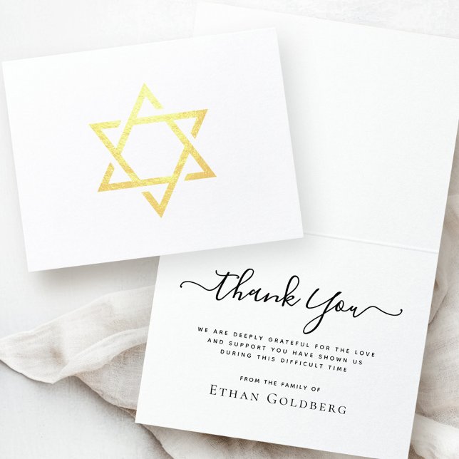 Star of David elegant real foil sympathy thank you Foil Card (Star of David elegant real foil sympathy thank you Foil Card)