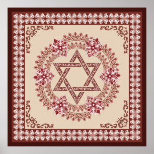 Star of David Elegant Vintage Baroque Art Print