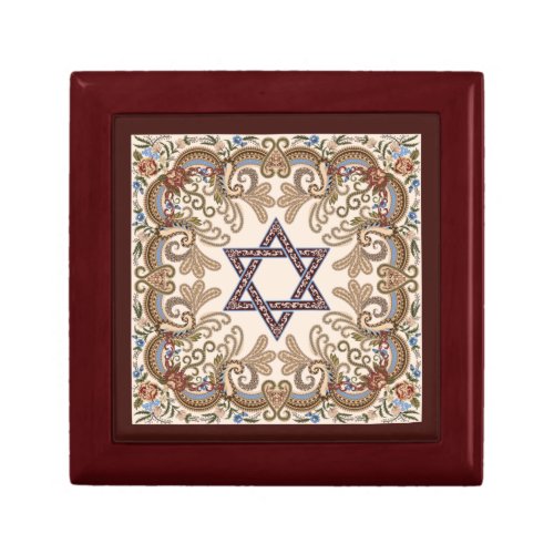 Star of David Elegant Vintage Damask Jewish Art Gift Box