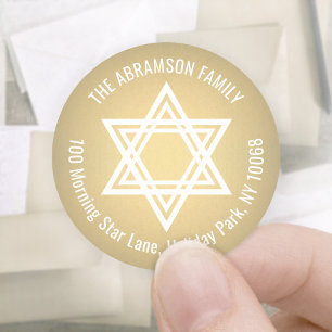 Star of David Faux Gold Foil Return Address Labels