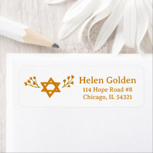 Star of David Floral Jewish Return Address Label