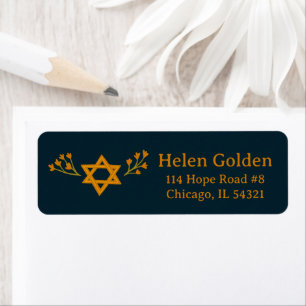 Star of David Floral Jewish Return Address Label