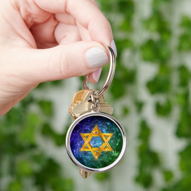 Star of David Galaxy - Magen David Keychain (Hand)