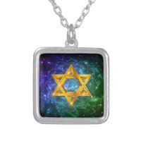 Star of David Galaxy (Magen David)  Silver Plated Necklace