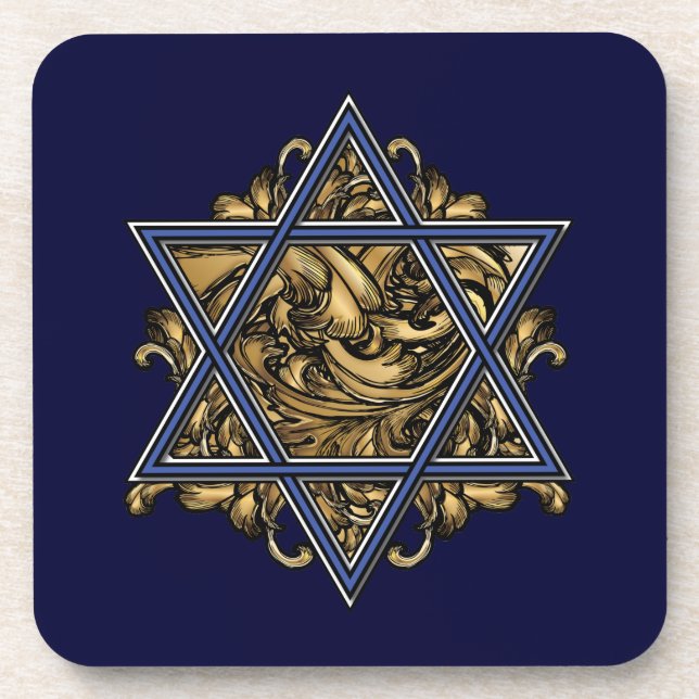 Star of David Gold Beverage Coaster (Front)