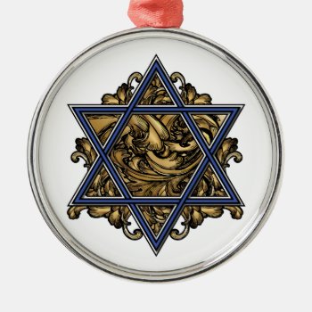 Star Of David Gold Metal Ornament by ArtDivination at Zazzle